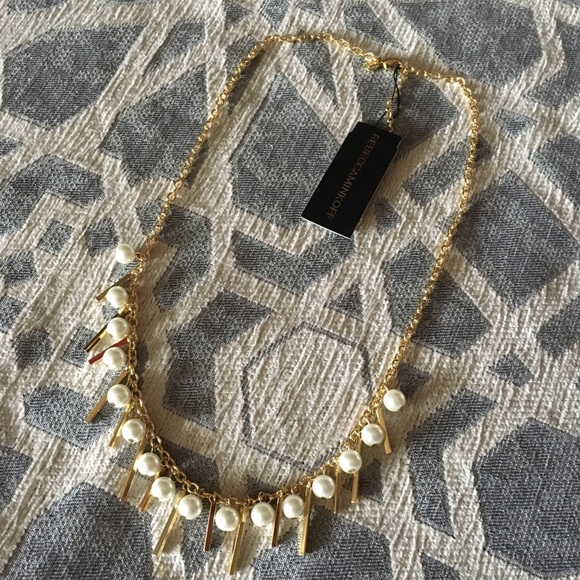 Rebecca Minkoff Gold Fringe Pearl Charm Necklace - Picture 2 of 7